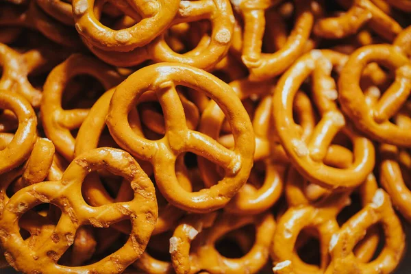 Salty Pretzels Close View Food Background — Stock Photo, Image