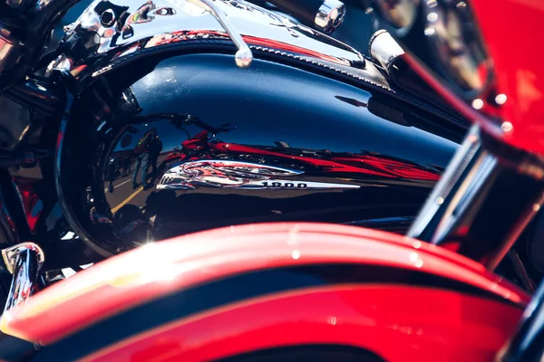 Közeli Hoz Egy Fekete Motorkerékpár Részletek — Stock Fotó