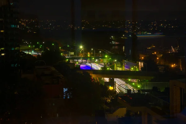 Nattutsikt Byen – stockfoto