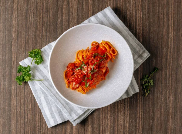 Baked Chicken Breast Tomato Sauce Parsley — Stock Photo, Image