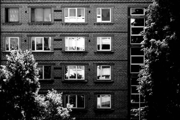 Foto Blanco Negro Edificio Antiguo — Foto de Stock