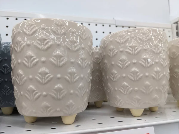 Vasos Plástico Blanco Para Tienda —  Fotos de Stock