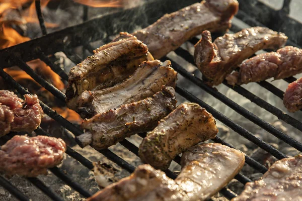 Výborné Maso Zelenina Grilu — Stock fotografie