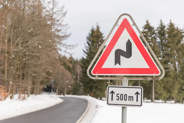 Road Sign Snow — Stock Photo, Image