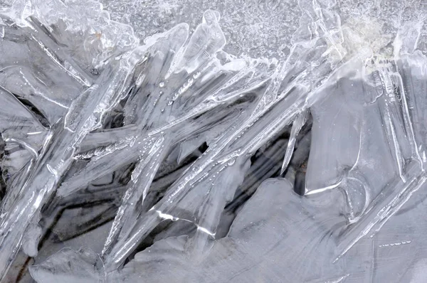 Krystaly Ledu Okně — Stock fotografie