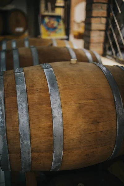 Wine Barrels Background Close — Stock Photo, Image