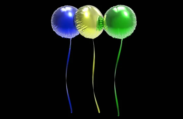 Balões Coloridos Isolados Fundo Preto — Fotografia de Stock