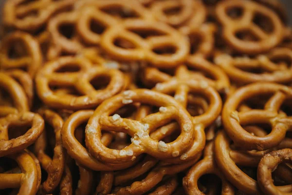 Salty Pretzels Close View Food Background — Stock Photo, Image