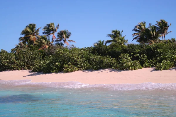 Hermosa Playa Tropical Con Palmeras Cielo Azul — Foto de Stock