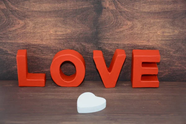Holzbuchstaben Mit Wort Liebe Auf Holz Hintergrund — Stockfoto