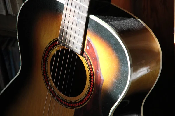 Guitarra Acústica Imagens Grande Plano — Fotografia de Stock