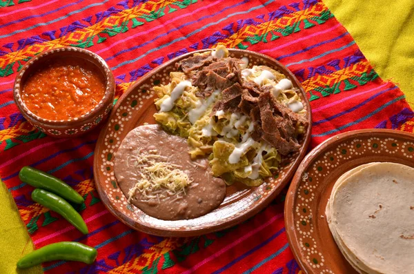 Mexikói Hagyományos Indiai Étel Hússal Zöldséggel — Stock Fotó