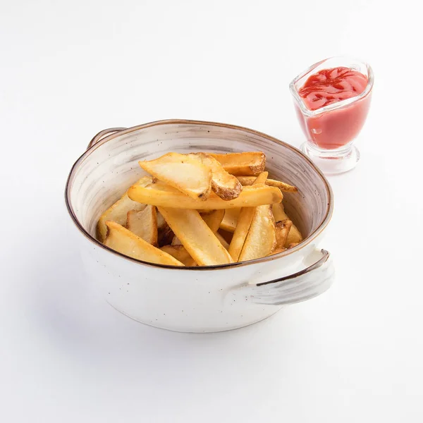 Картопляні Чіпси Кетчупом Томатним Соусом — стокове фото