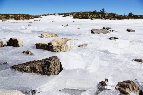 Bela Vista Lago Congelado Inverno — Fotografia de Stock