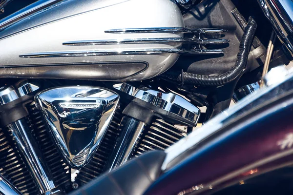 Närbild Svart Motorcykel Detaljer — Stockfoto