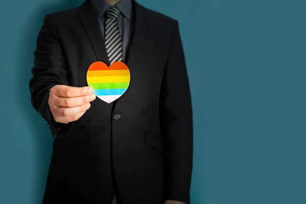 Gay Orgullo Bandera Corazón Forma Colorido Fondo — Foto de Stock