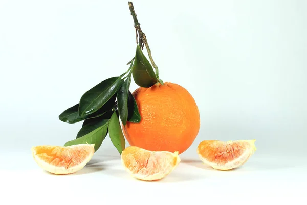 Fresh Ripe Juicy Orange White Background — Stock Photo, Image