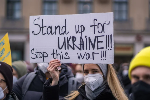 Februar 2022 Standpunkt Der Ukraine Protest Gegen Den Krieg Der — Stockfoto