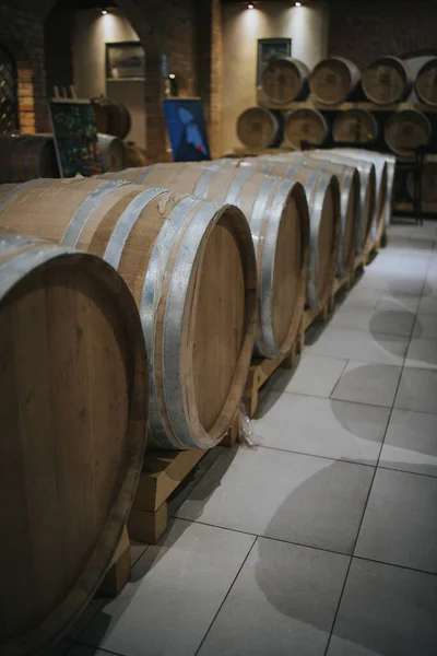 地下室のワイン樽 — ストック写真