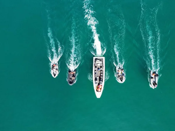 Vanuit Lucht Uitzicht Zee Oceaanboten — Stockfoto