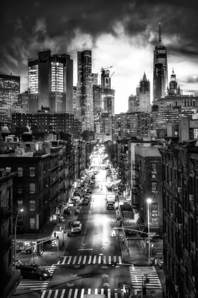 Ciudad Nueva York Skyline Por Noche —  Fotos de Stock