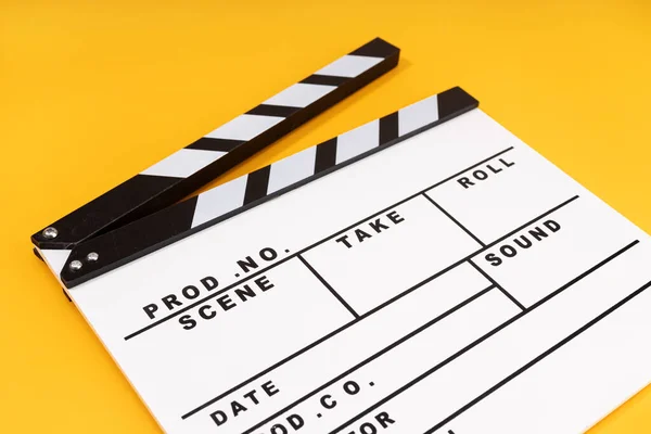 Film Clapper Dengan Clapperboard Latar Belakang Putih — Stok Foto