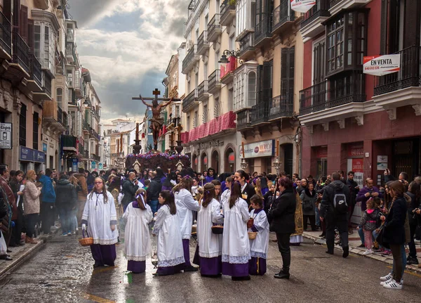Andaluzja Nazarejczycy Procesji Podczas Wielkiego Tygodnia Semana Santa — Zdjęcie stockowe