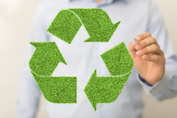 Groen Recycle Symbool Witte Achtergrond — Stockfoto
