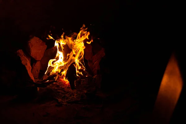 Fuego Ardiente Chimenea —  Fotos de Stock