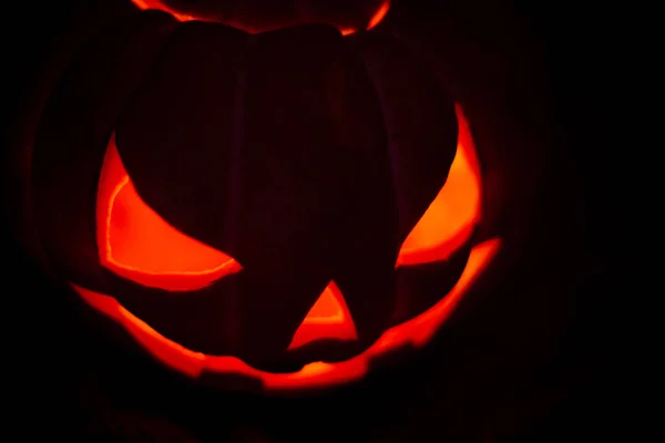 Halloween Dýně Zářící Dýně Černém Pozadí — Stock fotografie