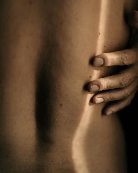 Close Woman Hand Black Background — Stock Photo, Image