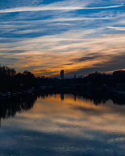 Pôr Sol Sobre Lago — Fotografia de Stock