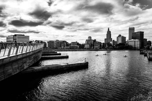 Нью Йоркський Міський Пейзаж Хмарочосами Мостом — стокове фото