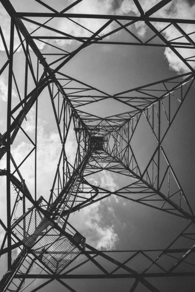 Torre Alta Tensão Transmissão Eletricidade — Fotografia de Stock