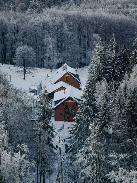 Bela Paisagem Inverno Com Árvores Cobertas Neve — Fotografia de Stock