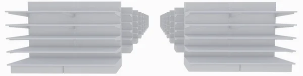 灰色の背景に隔離された白い空の棚 3Dレンダリング — ストック写真