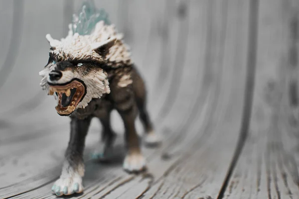 Closeup Shot Wolf Toy Background — Stock Photo, Image