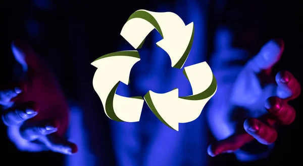 Hand Hält Ein Recycling Symbol Für Ökologie Konzept — Stockfoto
