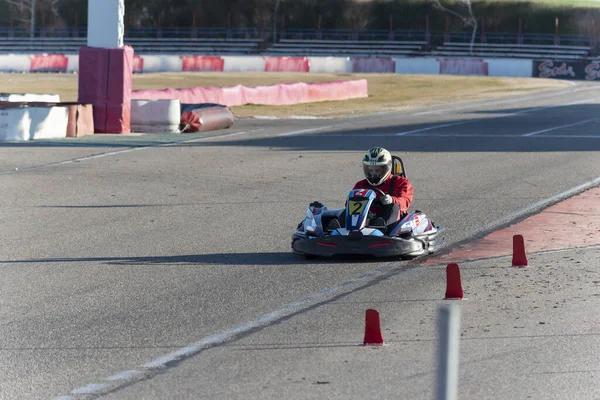 Rider Kart Hög Hastighet Aktiv Fritid Underhållning Karting Spår — Stockfoto