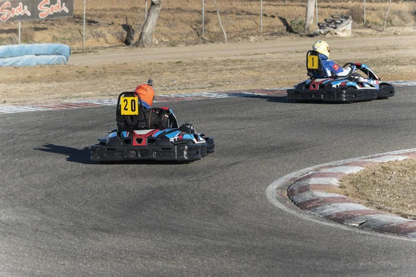 Riding Kart High Speed Active Leisure Entertainment Karting Track — Stock Photo, Image