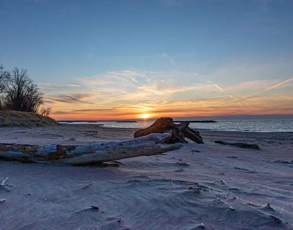 Magnifique Coucher Soleil Sur Plage — Photo