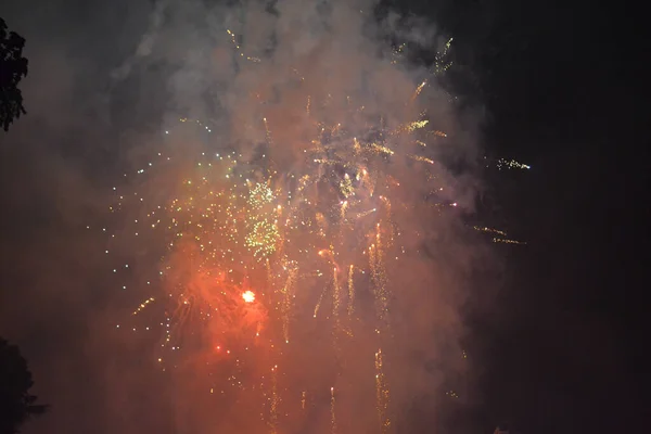 Fogos Artifício Céu Noturno — Fotografia de Stock