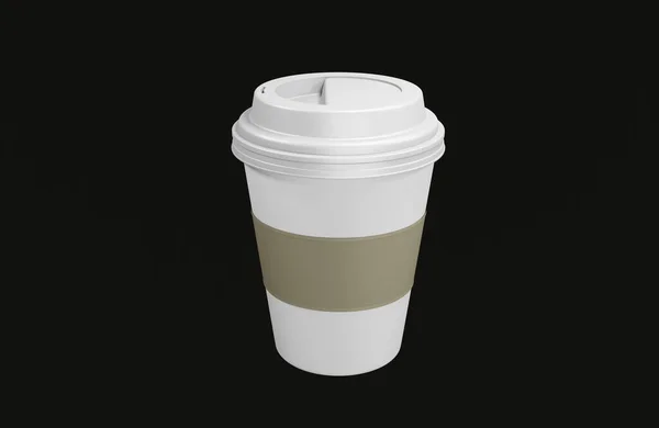 Kaffeetasse Aus Papier Auf Schwarzem Hintergrund Vorhanden Illustration — Stockfoto