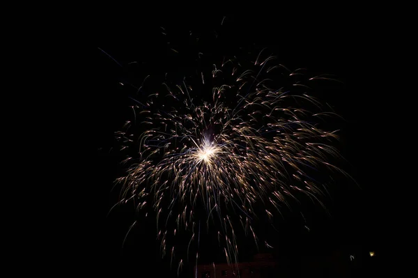 Fireworks Black Sky Background — Stock Photo, Image