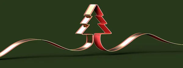 Representación Árbol Navidad Rojo Con Fondo Blanco —  Fotos de Stock