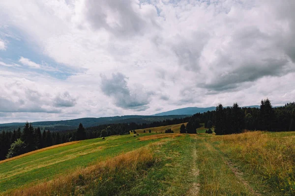 Bela Paisagem Com Uma Estrada Montanha Nas Montanhas — Fotografia de Stock