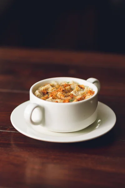 Sopa Caseira Com Frango Legumes — Fotografia de Stock