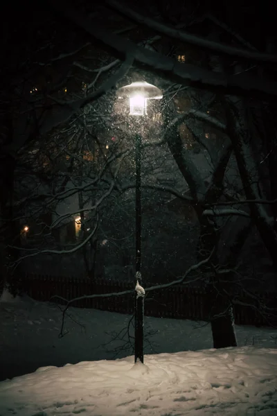 Lumini Stradale Zăpadă — Fotografie, imagine de stoc