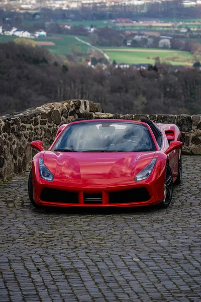 Coche Rojo Carretera — Foto de Stock