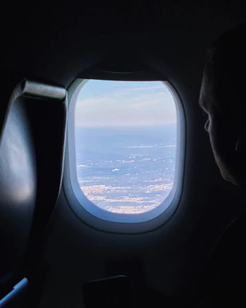 Vue Fenêtre Avion Depuis Avion — Photo